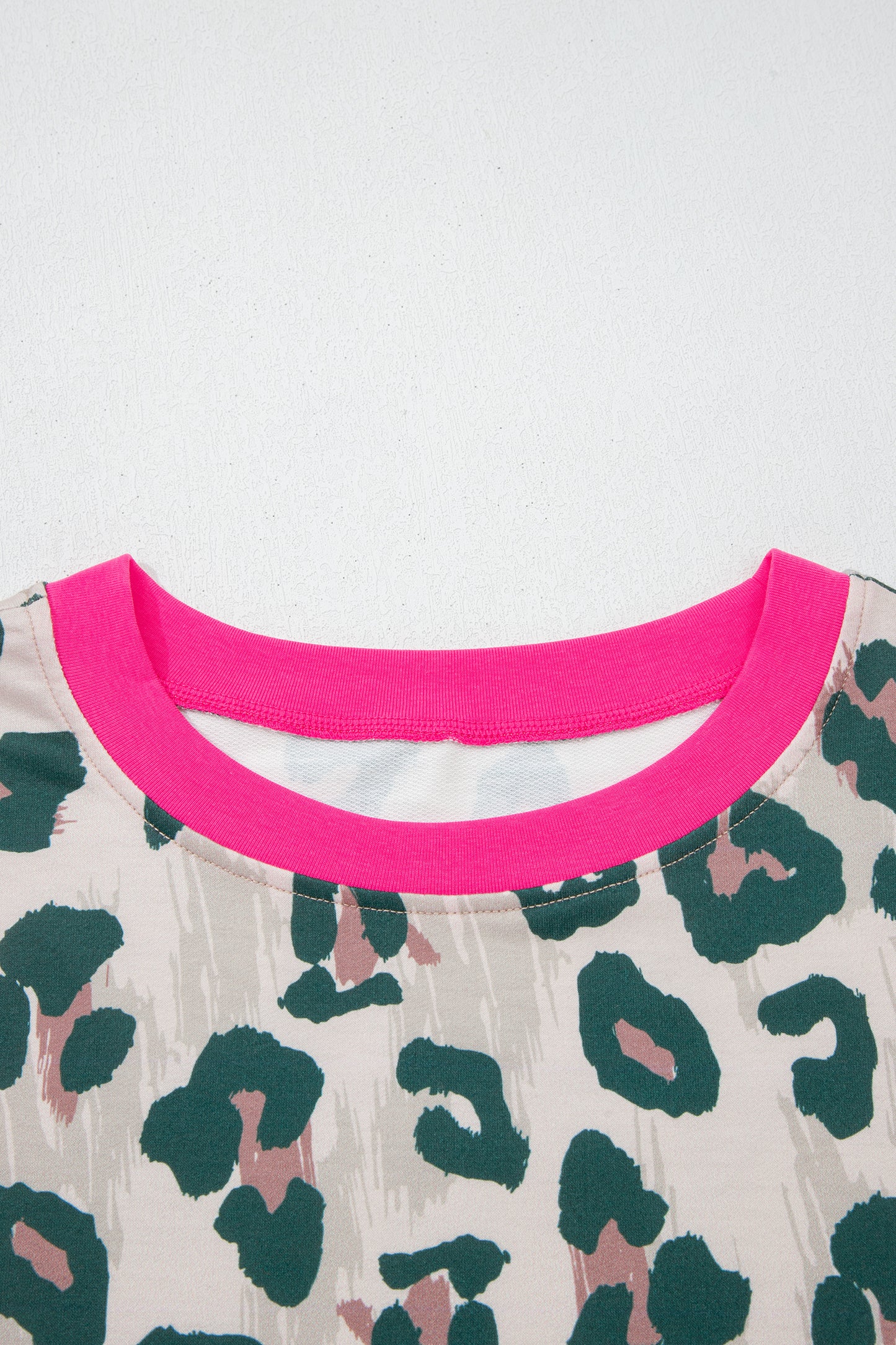 Brown Unique Leopard Print Contrast Trim Top Loose 2pcs Short Set