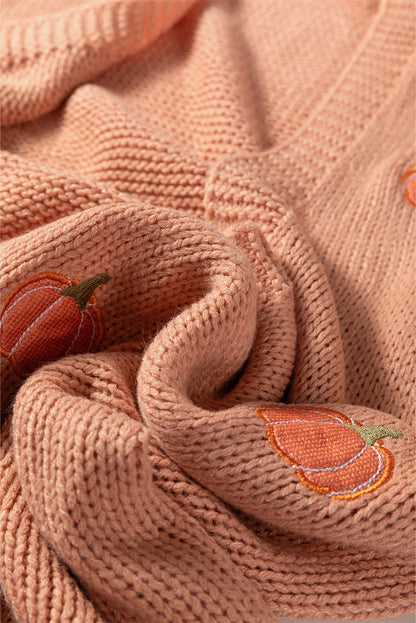 Straw Yellow Pumpkin Tree Print Open Front Drop Shoulder Midi Cardigan