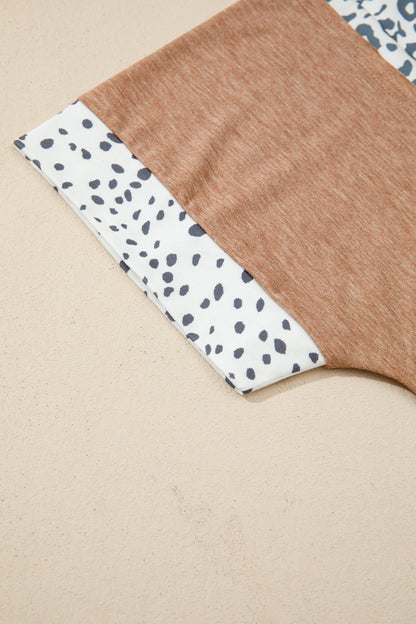 Chestnut Animal Color Block Patchwork Plus Size Tee