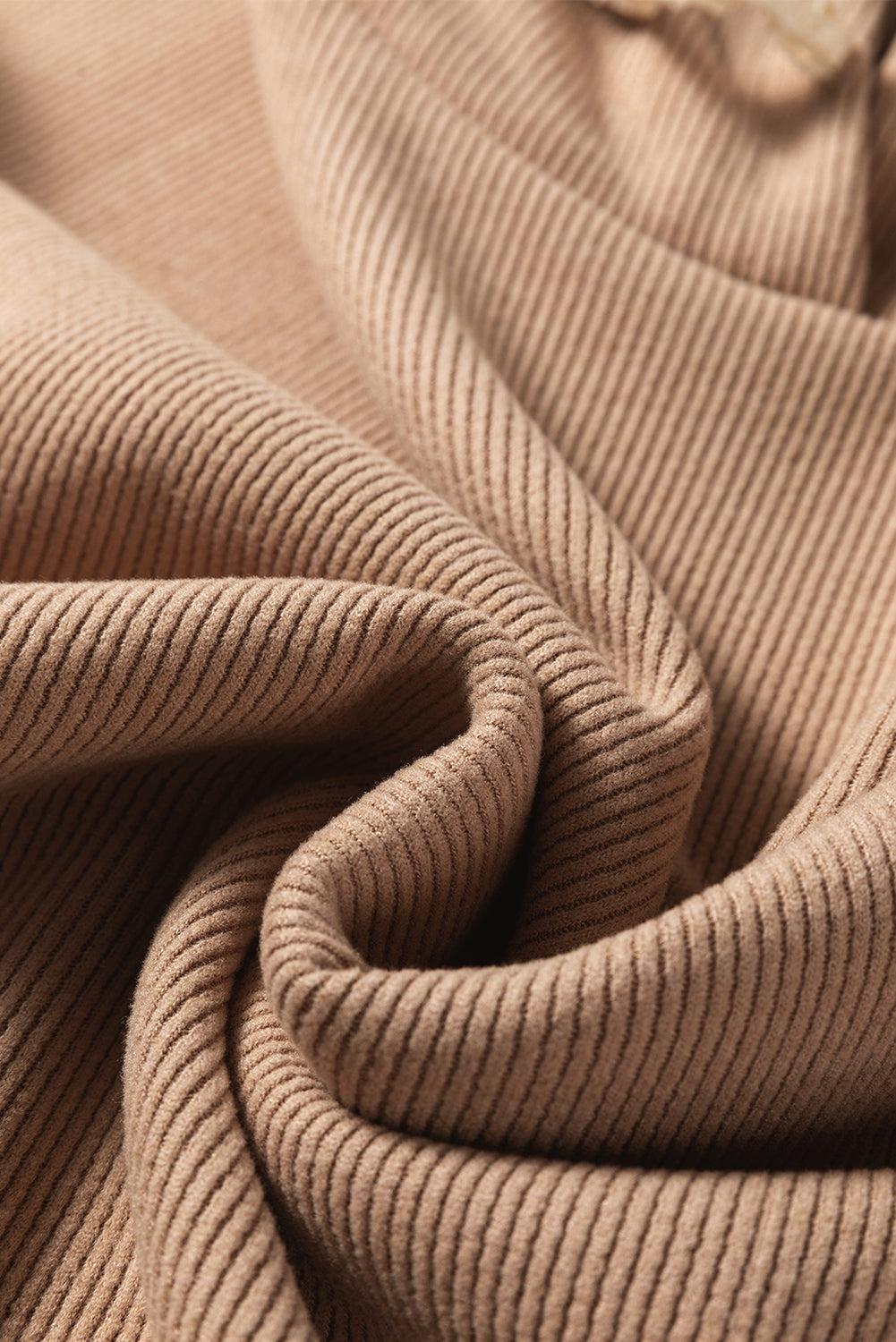 Rose Tan Lace Drawstring Pullover Hoodie and High Waist Pants Corduroy Suit