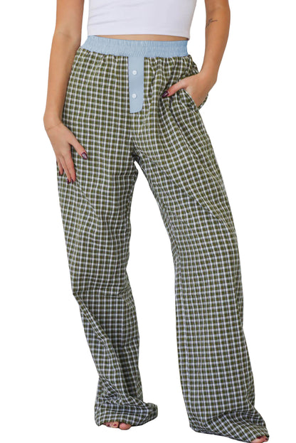 Brown Preppy Gingham Boxer Pants