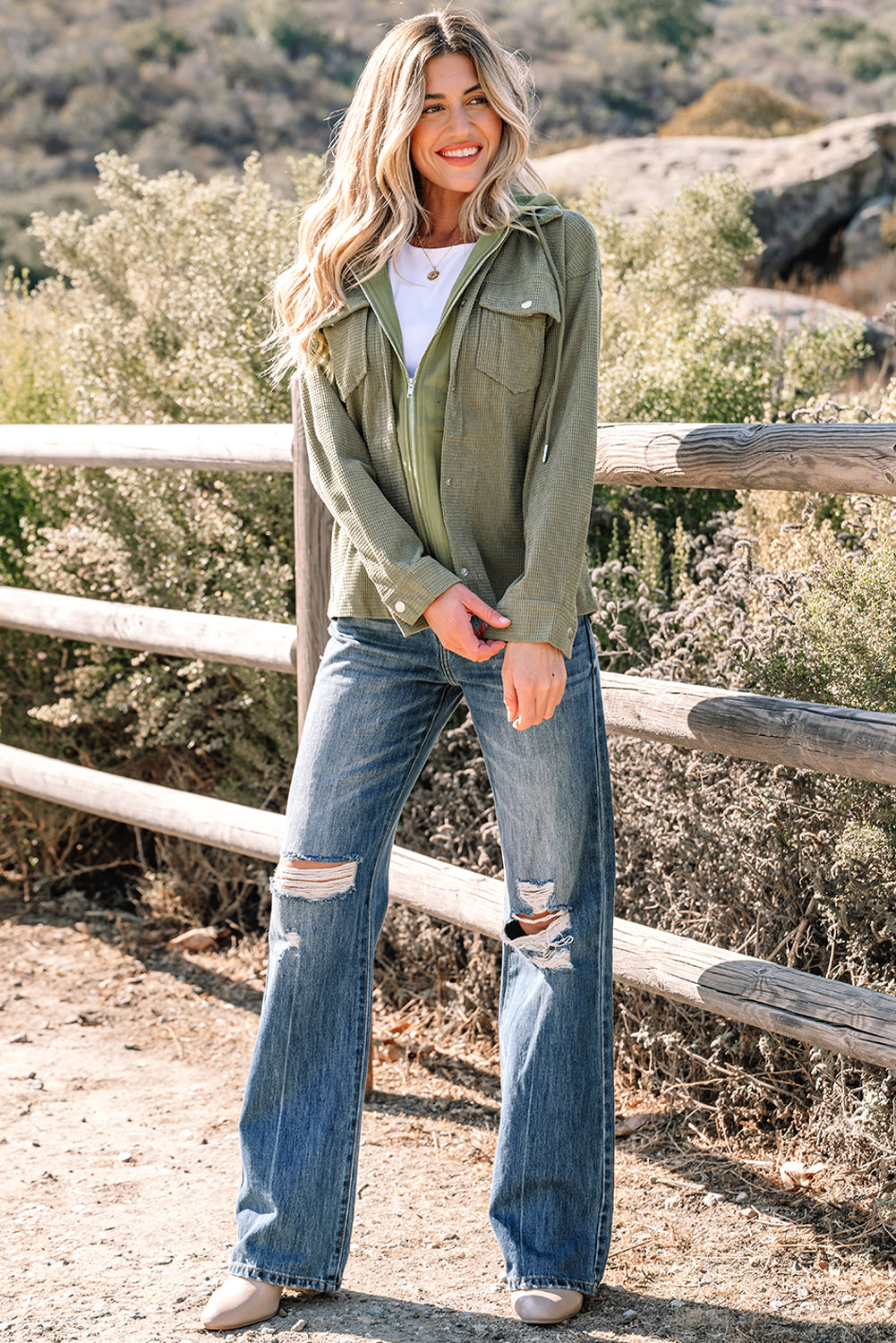 Sail Blue 2 in 1 Thermal Knit Textured Hooded Jacket