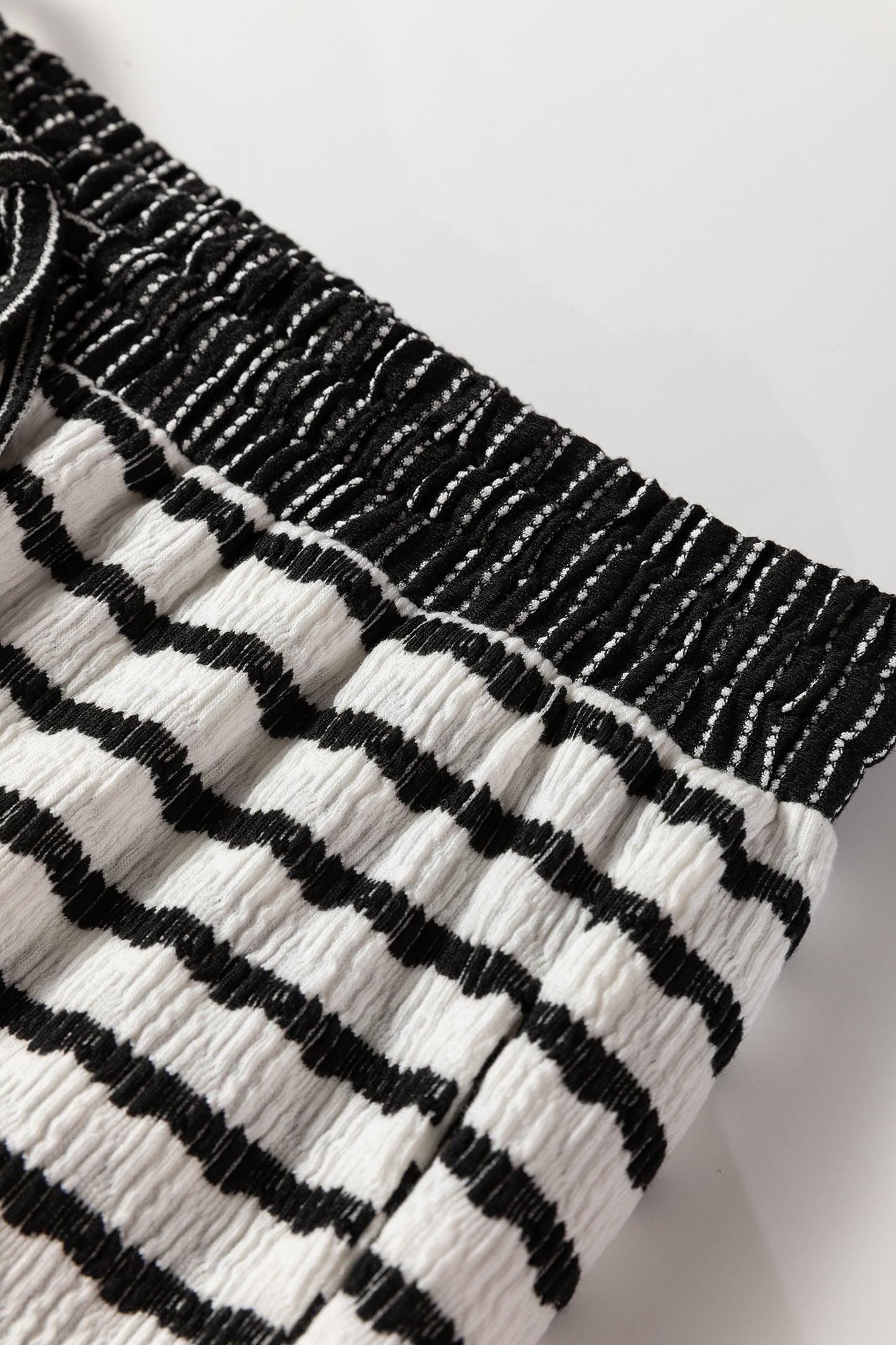 Sky Blue Stripe Collared Pullover Top and Drawstring Pant Set