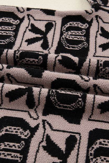 Brown Bows & Horseshoes Pattern Western Fashion Print Sweater