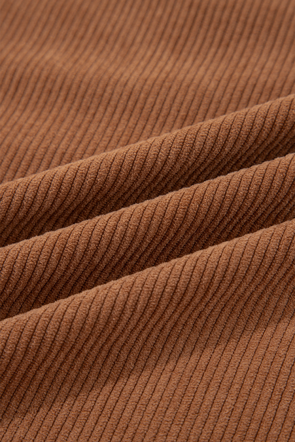 Cinnamon Fleece Lined Buttoned Flap Pockets Corduroy Jacket