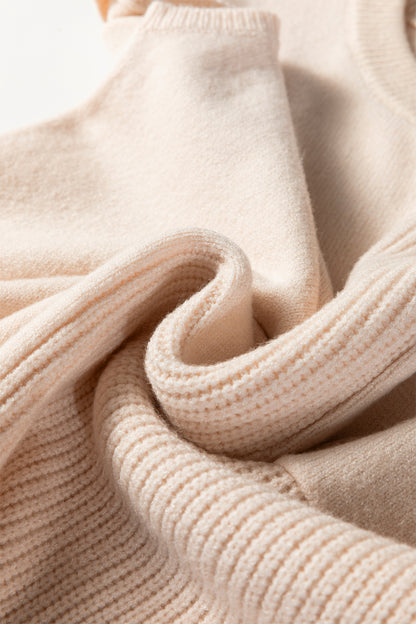 Jet Stream Solid Color Mixed Knits Patch Pocket Short Sleeve Sweater