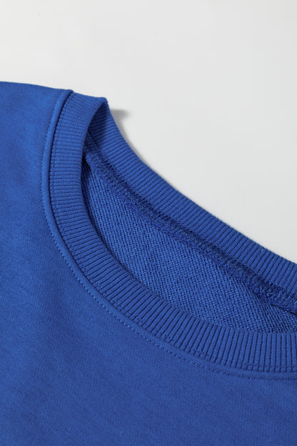 Sky Blue Varsity Stripe Detail Drop Shoulder Pullover Mini Skirt Set