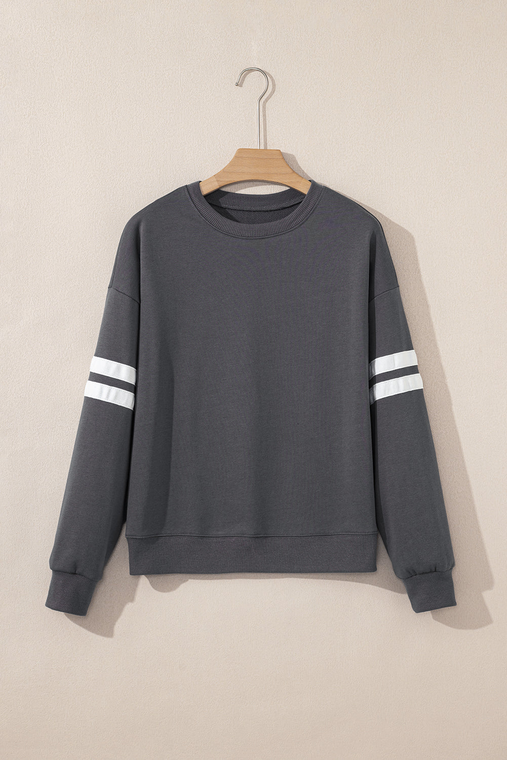 Coffee Varsity Striped Detail Drop Shoulder Oversized Sweatshirt