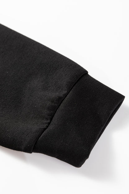 Black Two-tone Long Sleeve Zipped Front Casual Romper