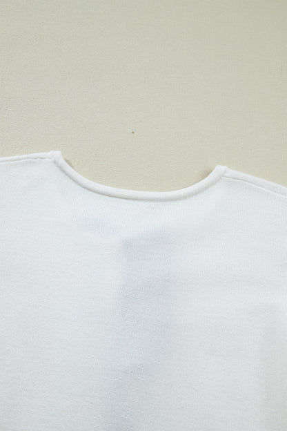 White Knitted Leopard Ruffle Patchwork Button Down Cropped Cardigan