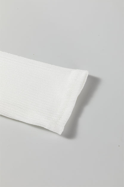 Black Ribbed Long Sleeve Crew Neck Solid Color Bodysuit