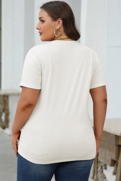 Red Casual Plain Crew Neck Tee