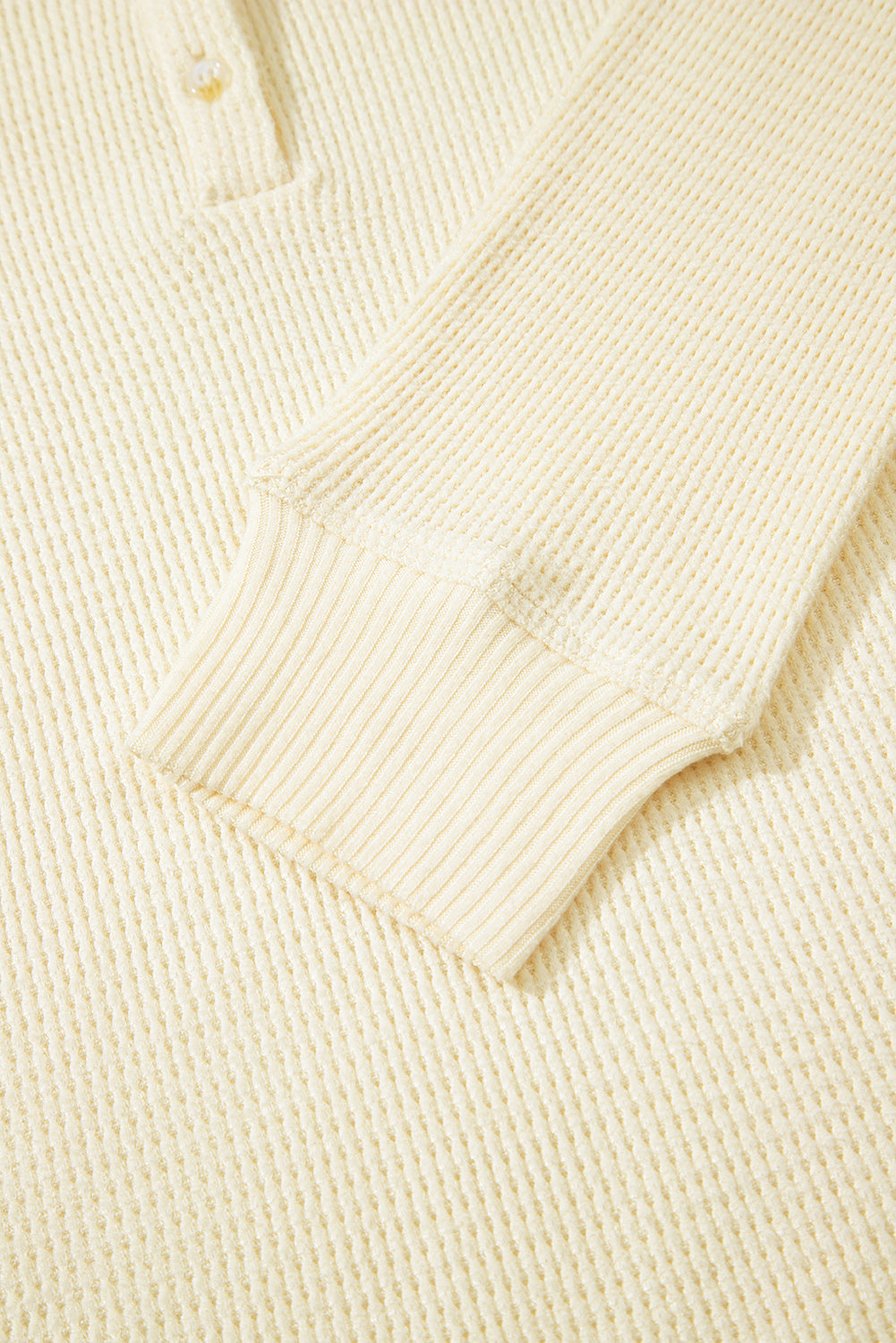 Oatmeal Textured Knit Half Buttons Henley Top