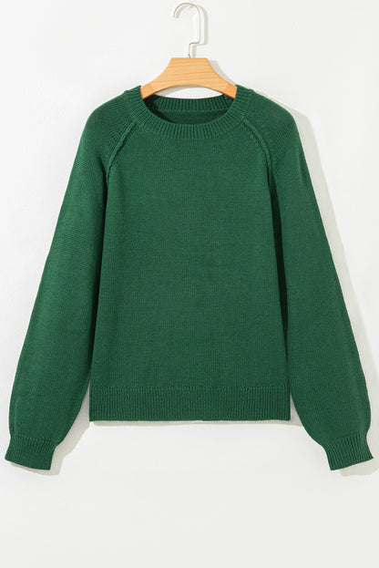 Evergreen Raglan Sleeve Crew Neck Sweater