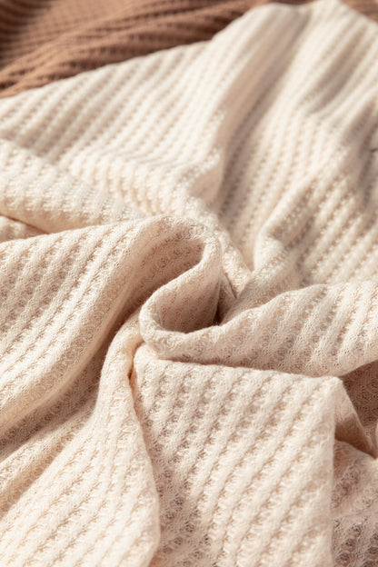 Camel Waffle Color Block Raglan Sleeve Top