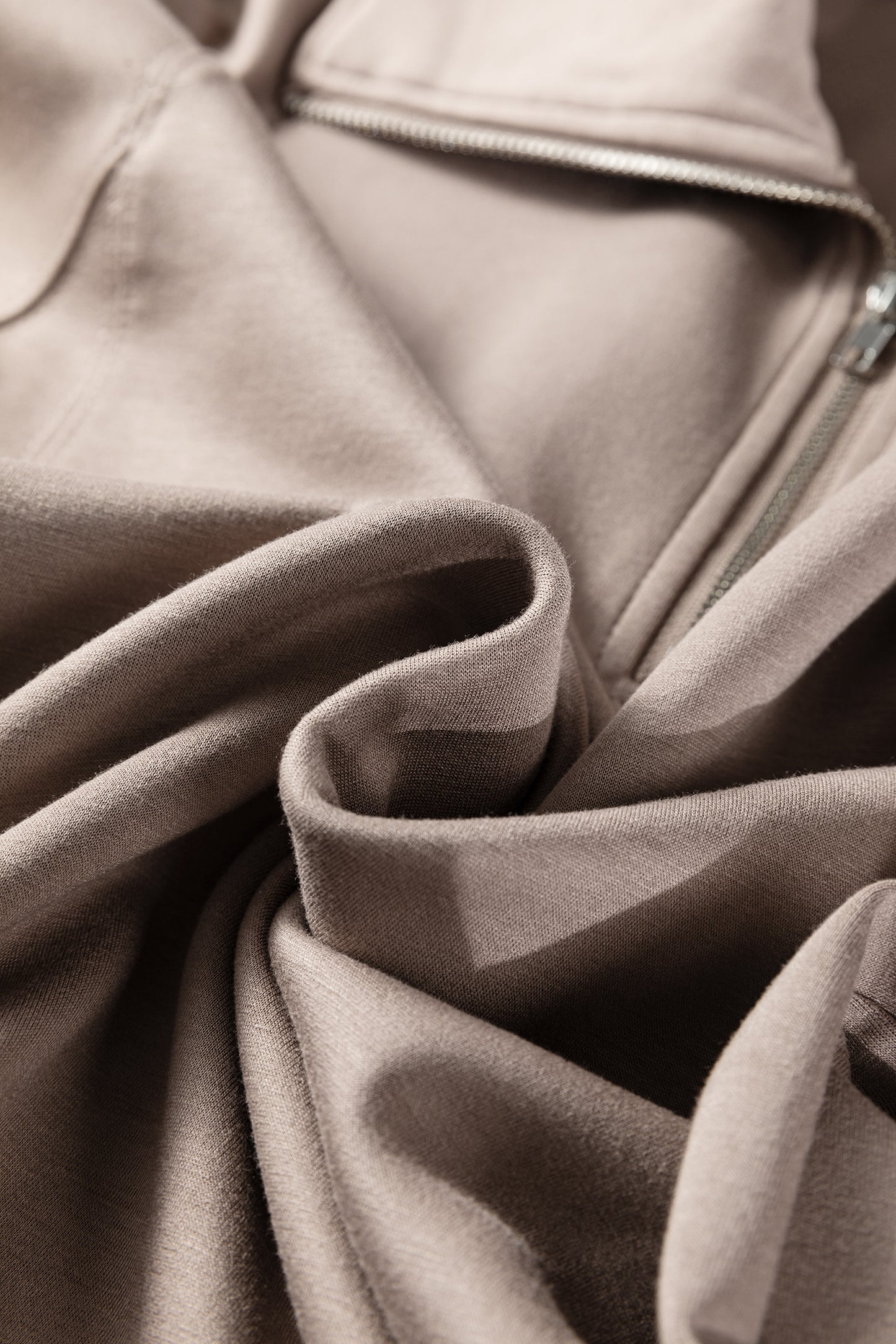 Black Zip Collar Long Sleeve Top Drawstring Pants Set