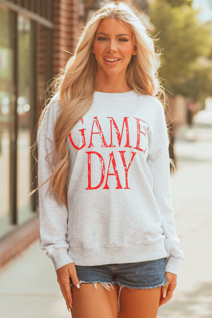 Black Vintage Washed GAME DAY Graphic Baggy Sweatshirt