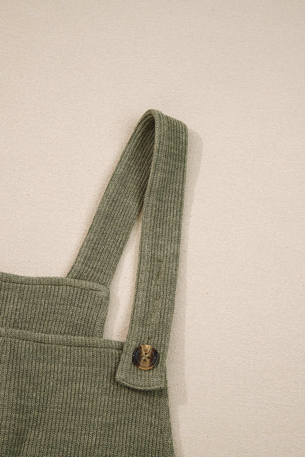 Laurel Green Solid Color Knit Loose Straight Leg Casual Overall Jumpsuit