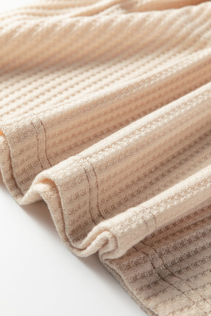 Camel Waffle Color Block Raglan Sleeve Top