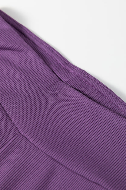 Green Bay Solid Color Oversize Slit Sweatshirt Ribbed Leggings 2pcs Set