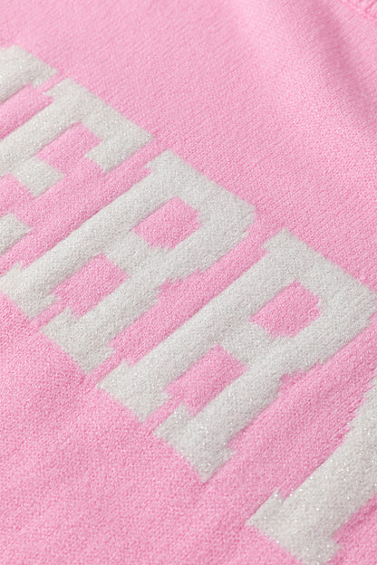 Racing Red MERRY Letter Pattern Christmas Raglan Sleeve Sweater