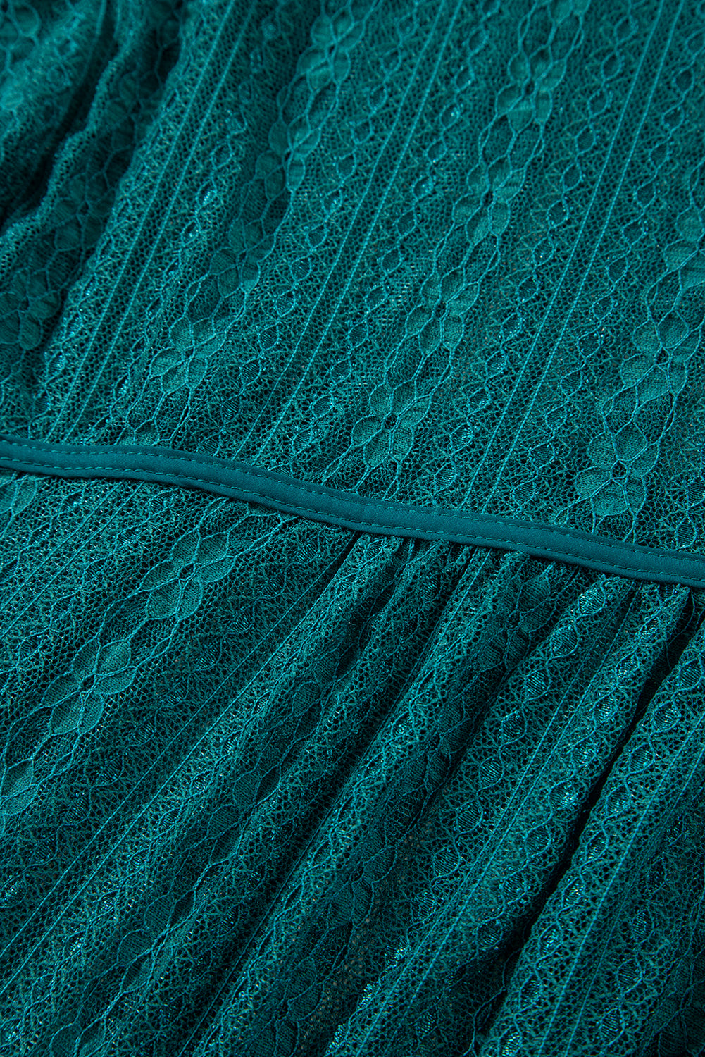 Evergreen Sheer Lace Balloon Sleeve Babydoll Blouse