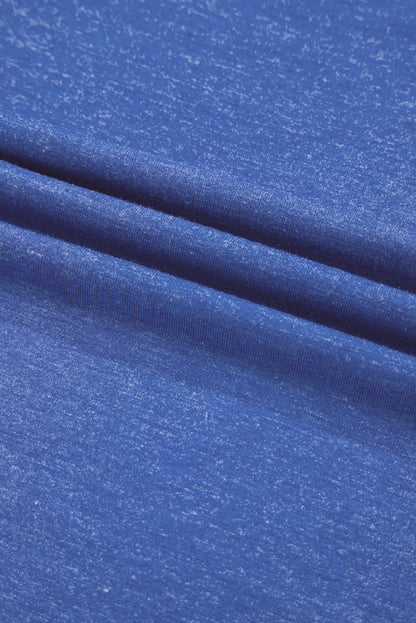 Sky Blue Shirred Shoulder Frilled Cuffs Long Sleeve Top