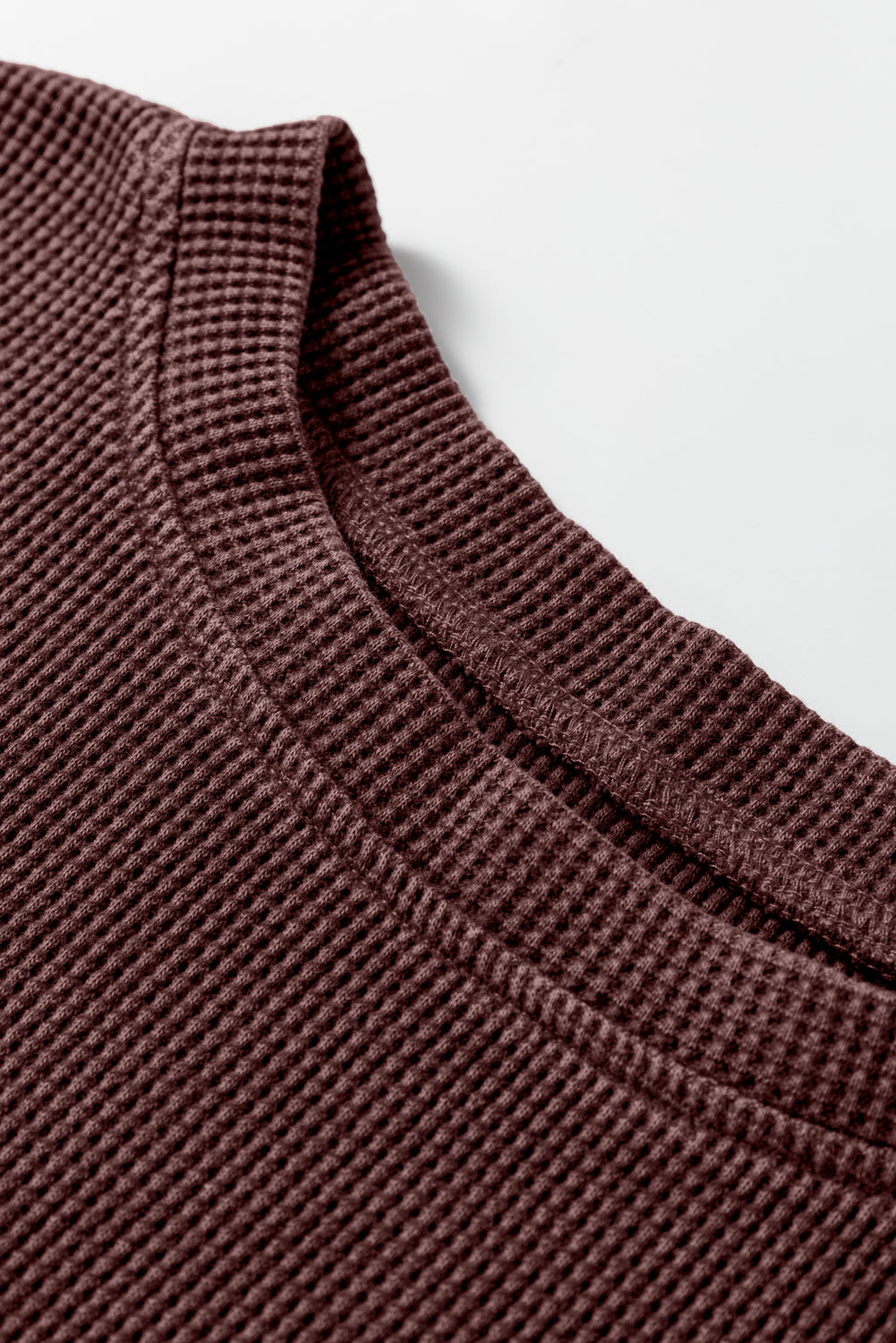 Mist Green Waffle Knit Patchwork Long Sleeve Loose Top