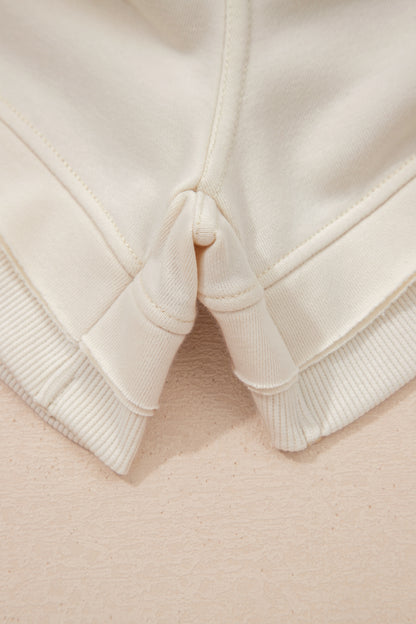 Jet Stream Solid Color Contrast Textured Patchwork Raw Edge 2pcs Short Set