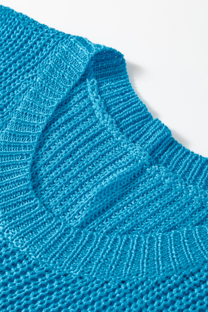 Dusk Blue Summer Script Graphic Sleeveless Sweater Vest