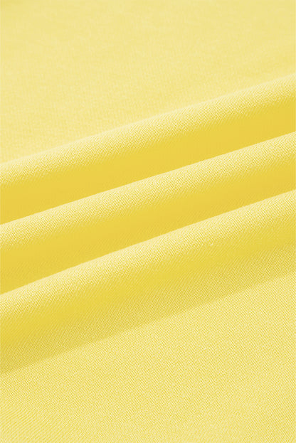 Yellow Cream Drop Shoulder Puff Sleeve Crop Pullover Drawstring Wide Leg Pants Set