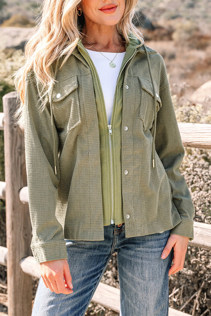 Sail Blue 2 in 1 Thermal Knit Textured Hooded Jacket