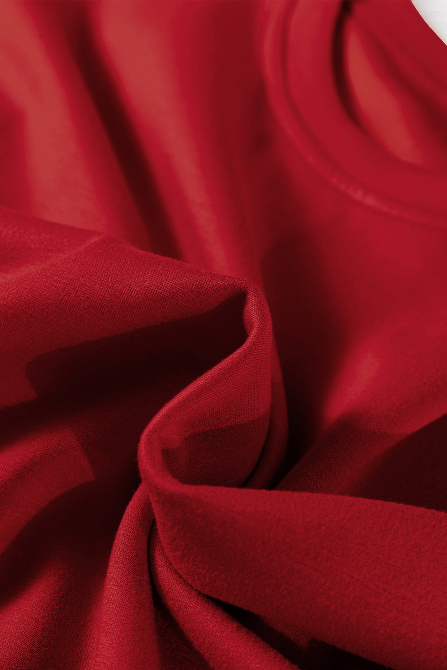 Racing Red Solid Color Drop Shoulder Pullover Drawstring Mini Skirt 2pcs Outfit