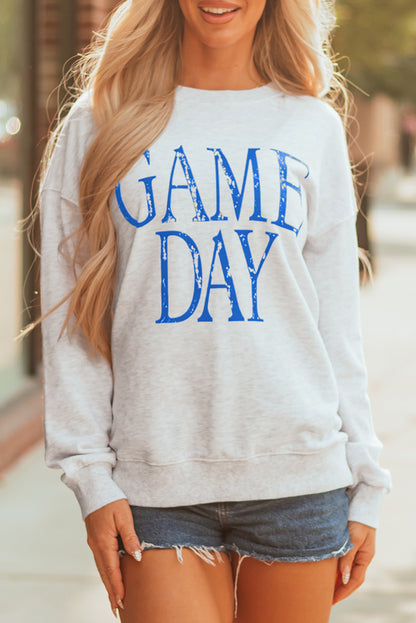 Black Vintage Washed GAME DAY Graphic Baggy Sweatshirt
