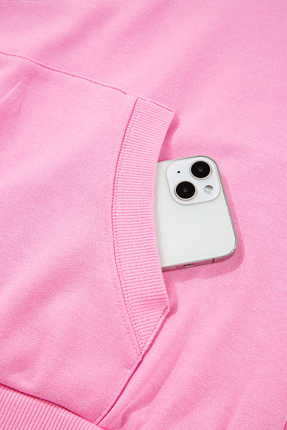 Bonbon Checkered Patchwork Kangaroo Pocket Half Zipper Hoodie