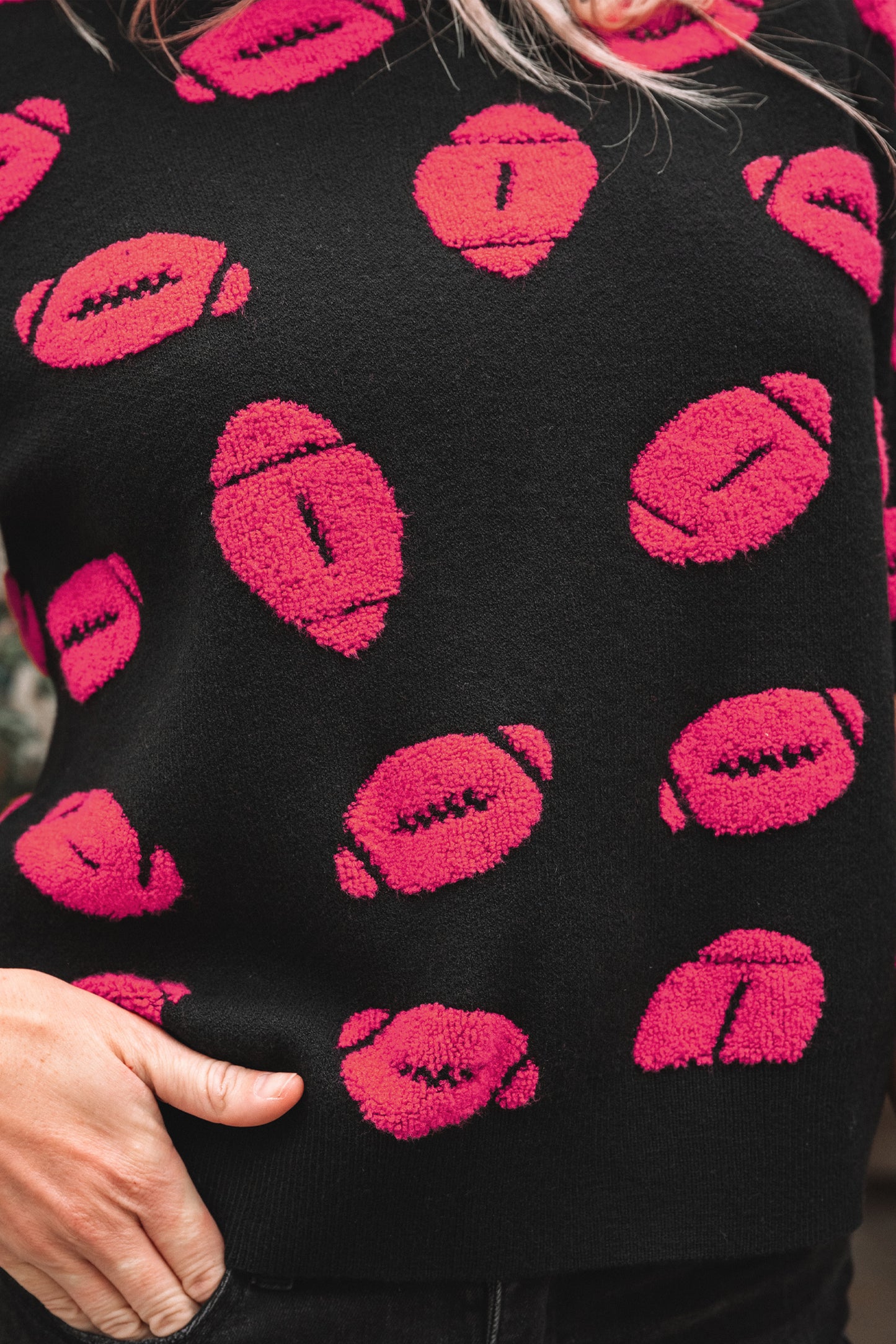 Black Rugby Print Casual Knit Short Sleeve Sweater