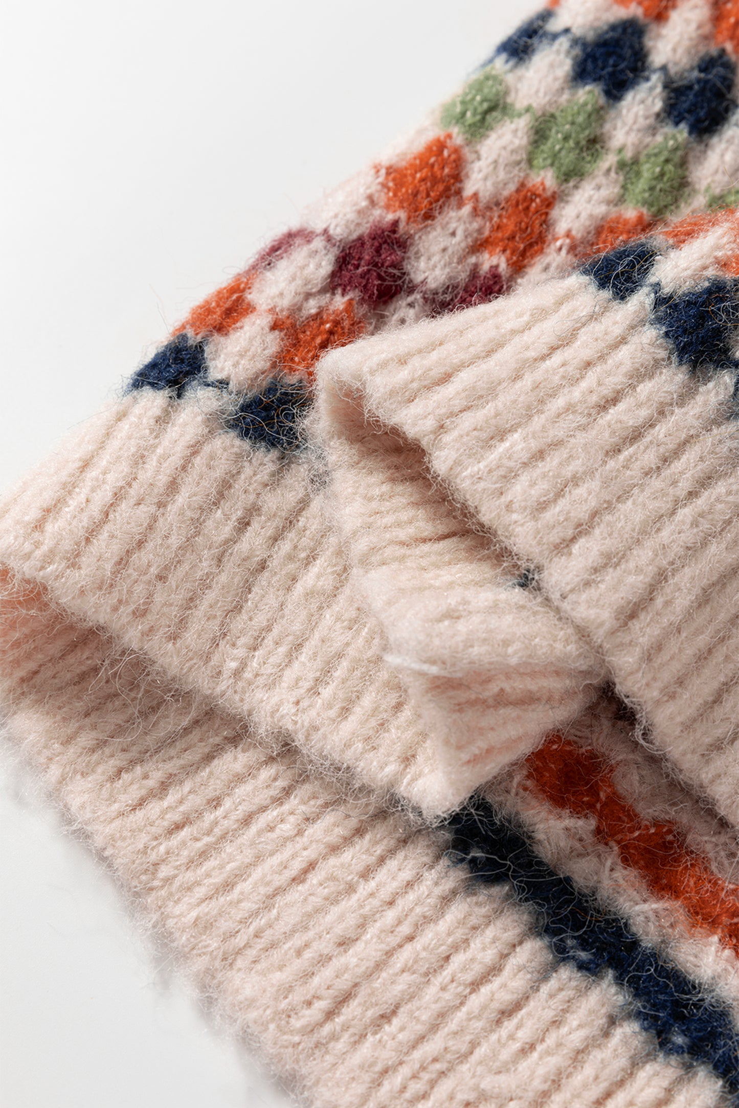 Multicolour Dotty Striped Pattern Knit Drop Shoulder Sweater