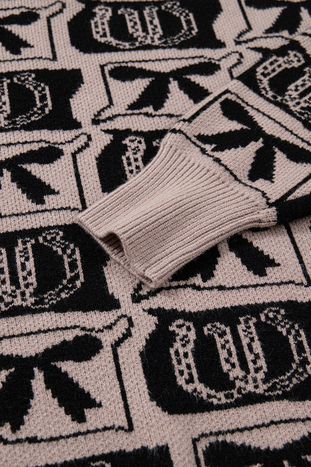 Brown Bows & Horseshoes Pattern Western Fashion Print Sweater