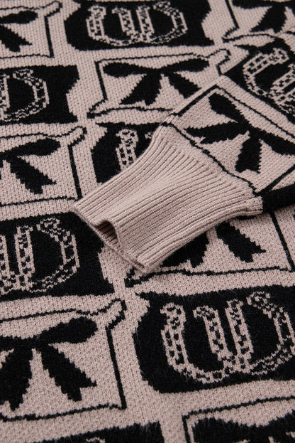 Brown Bows & Horseshoes Pattern Western Fashion Print Sweater