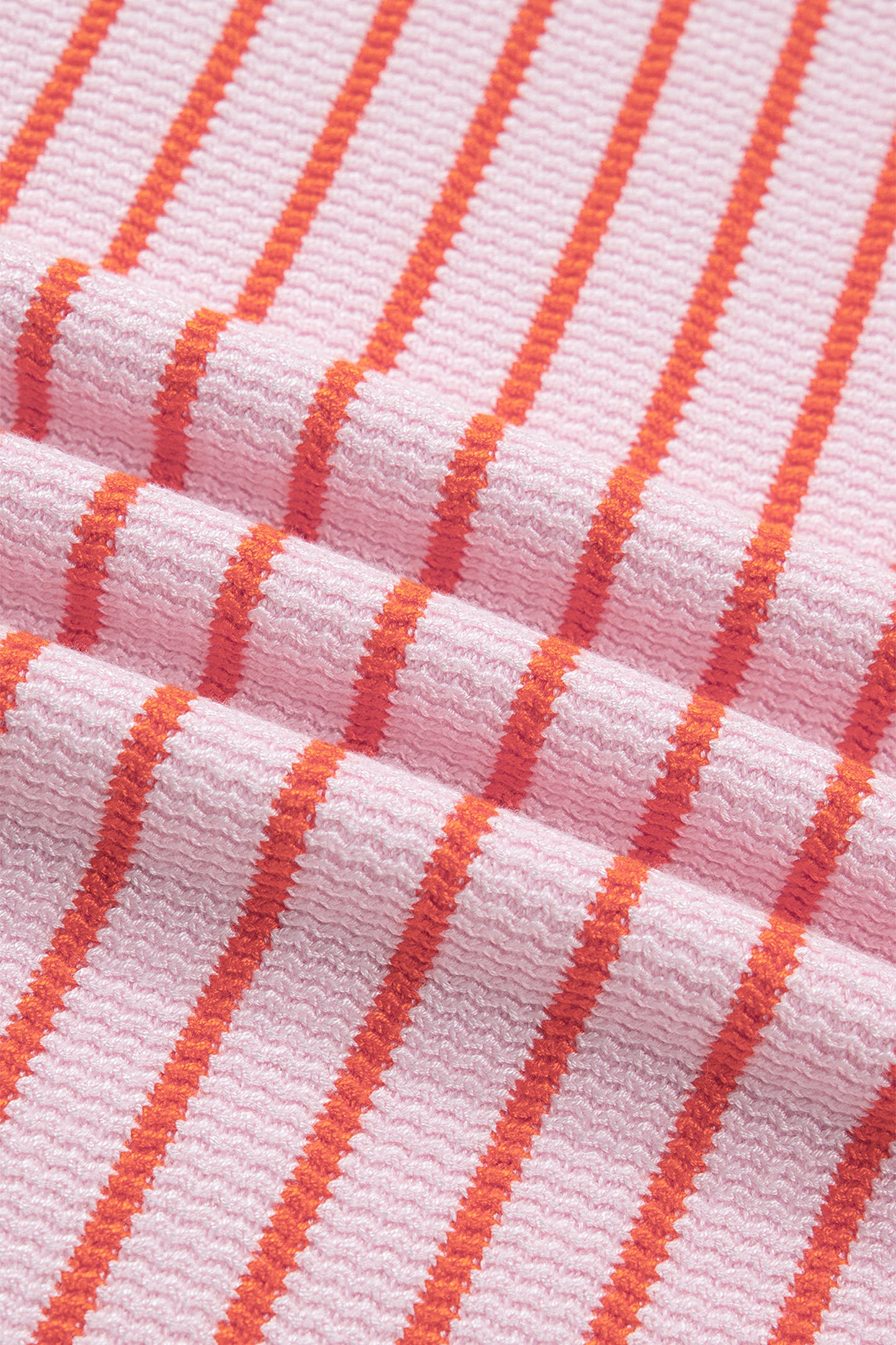 Pink Stripe Textured Knit Sleeveless Casual Sweater Top