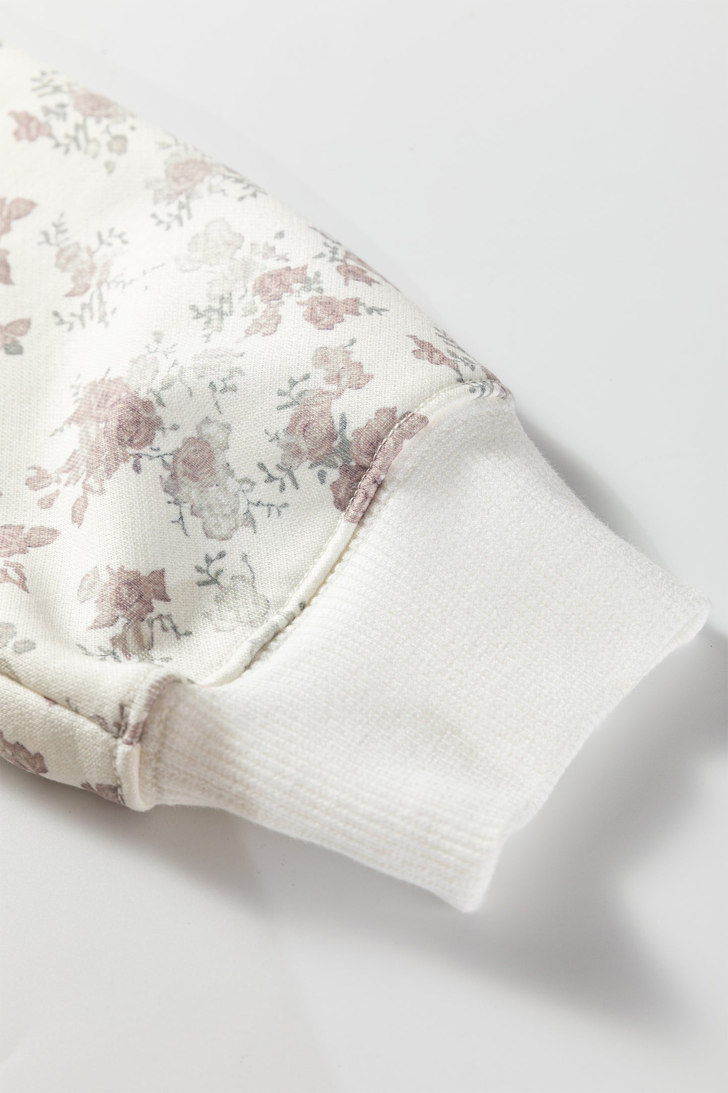 White Floral Print Casual Hoodie Drawstring Jogger Pant Set