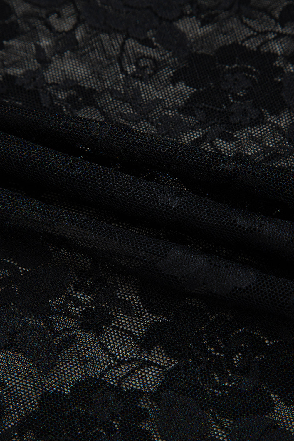 White Sheer Floral Lace Mesh Mock Neck Long Sleeve Top