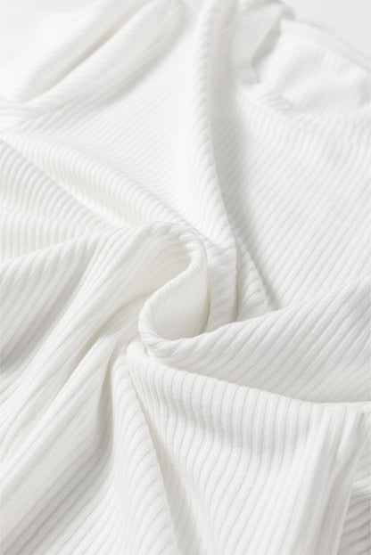 Black Ribbed Long Sleeve Crew Neck Solid Color Bodysuit