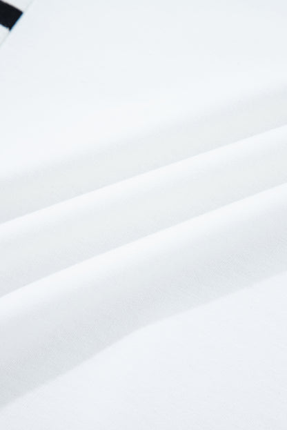 Red Stripe Colorblock Patchwork Contrast Stitching Oversize Sweatshirt