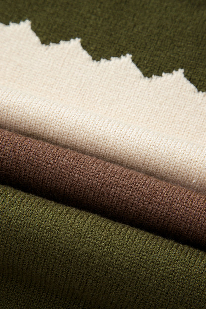 Black Colorblock Crew Neck Drop Shoulder Sweater