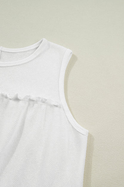 White Tiered Frill Trim A-line Tank Top