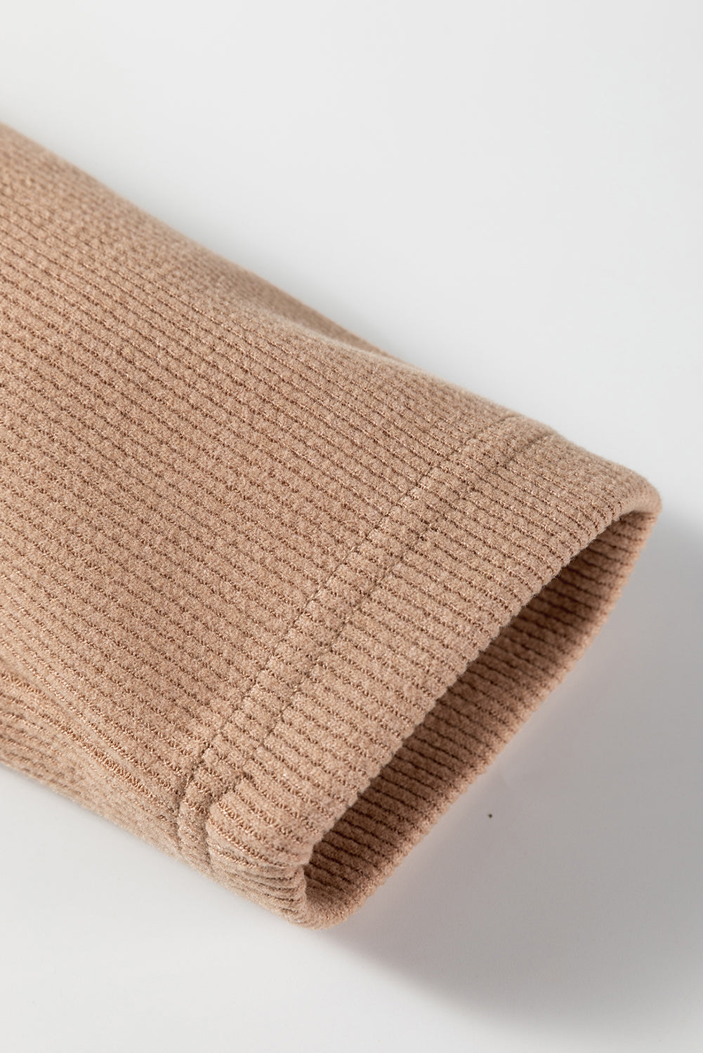 Rose Tan Lace Drawstring Pullover Hoodie and High Waist Pants Corduroy Suit