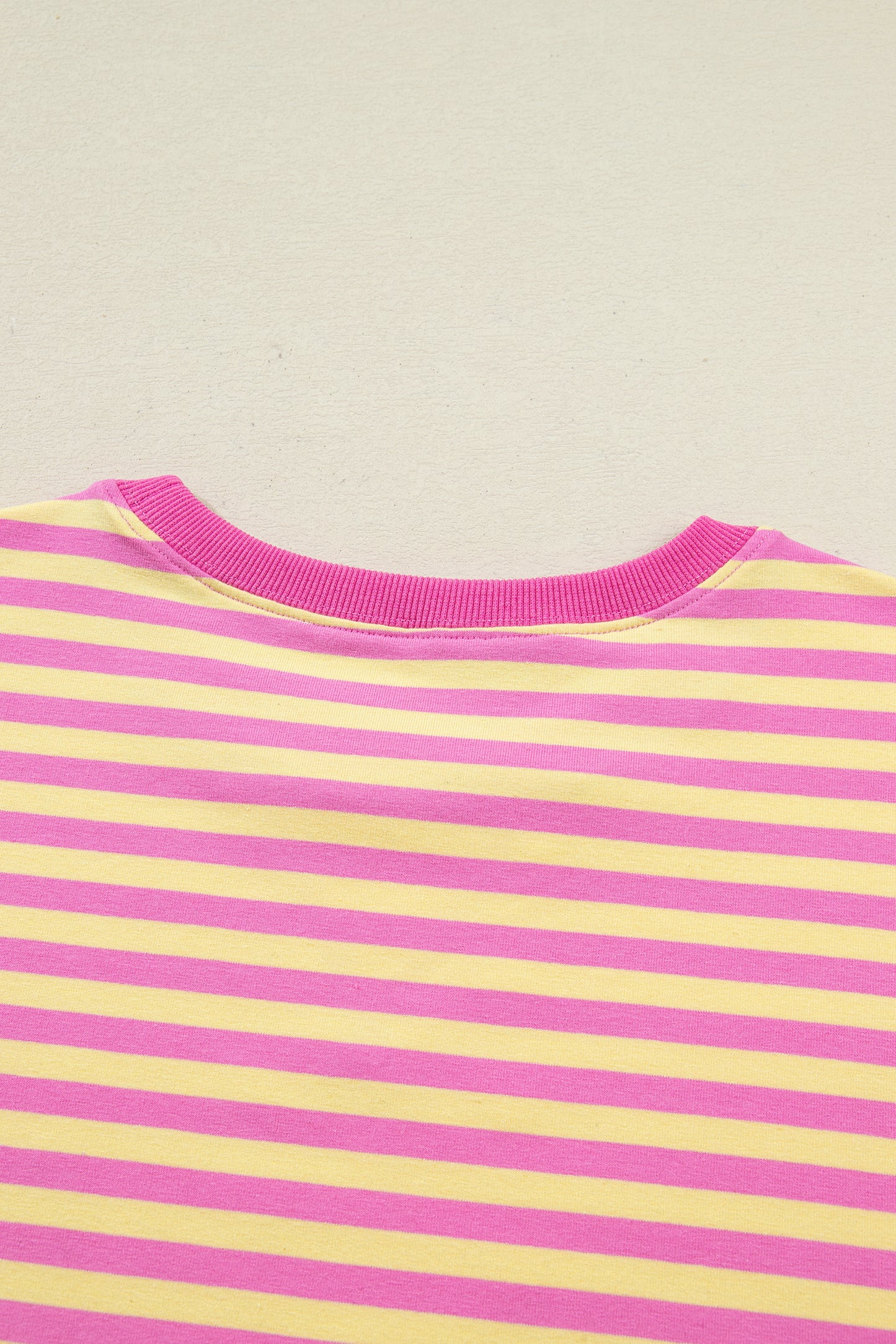 Yellow Stripe Drop Shoulder Boxy Casual Terry Short Set