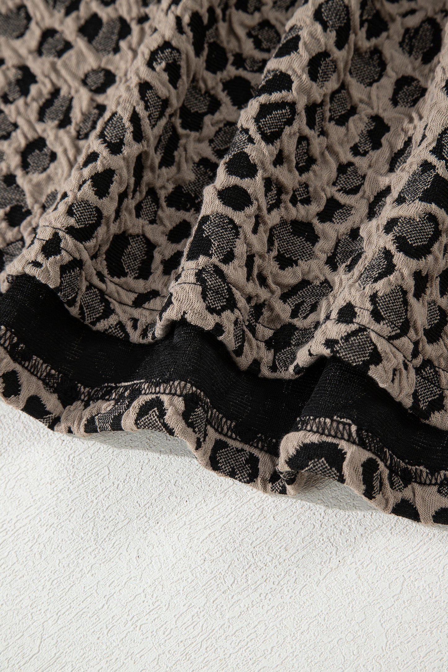 Khaki Leopard Print Textured Plus Size T Shirt