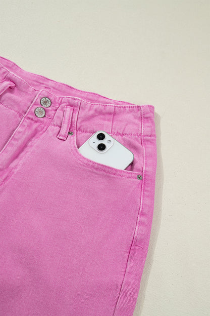 Mist Green 2-Button High Waist Flared Bottom Jeans